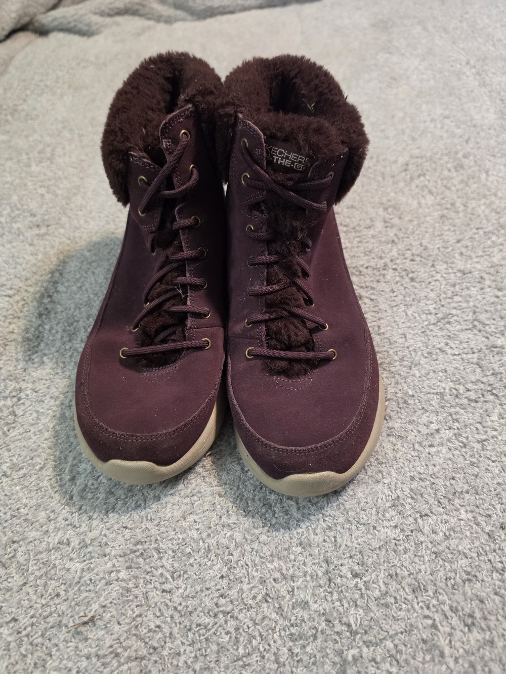 Skechers Women's Burgundy Suede Fur-Lined Boots